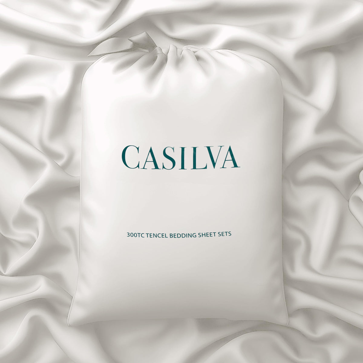CASILVA king sheet set packaging front view showing luxurious presentation and eco-friendly materials
