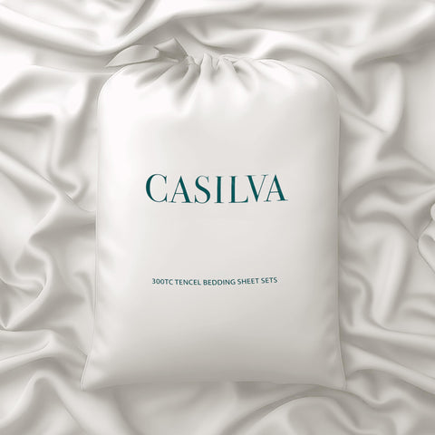 CASILVA queen sheet set front packaging showing clean design and quality
