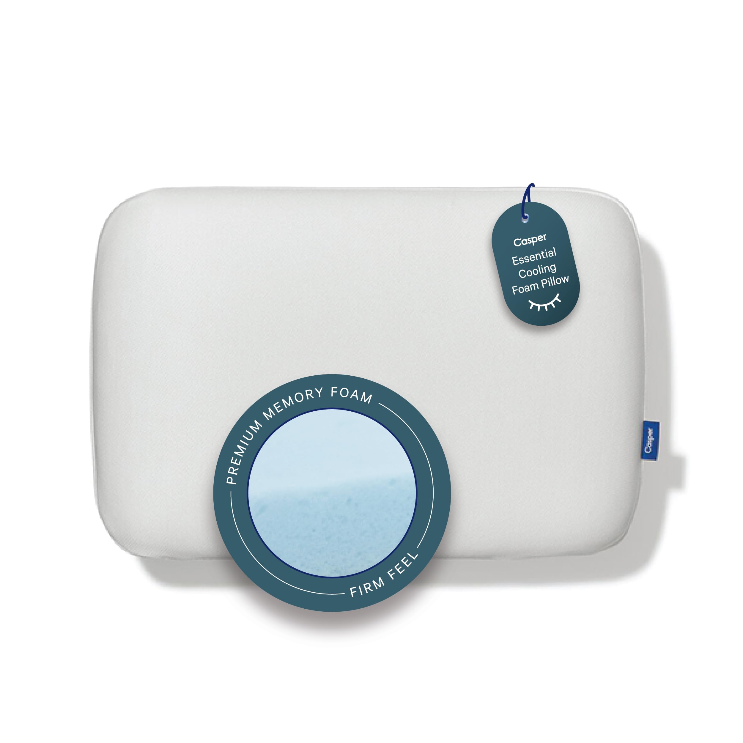 Casper Essential Cooling Foam Pillow front view showing full king pillow for better support
