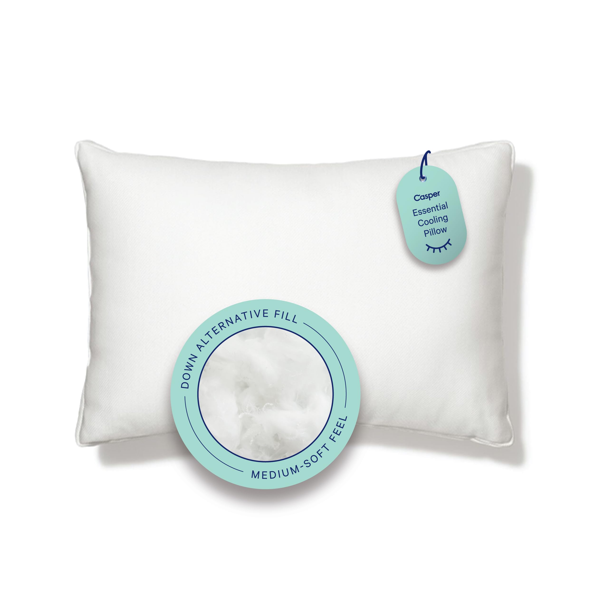 Casper Essential pillow front view showing shape and supportive loft