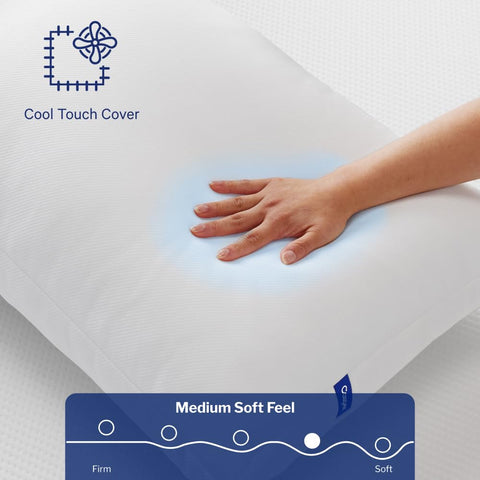 Casper Essential pillow on made bed showing versatile sleep positions