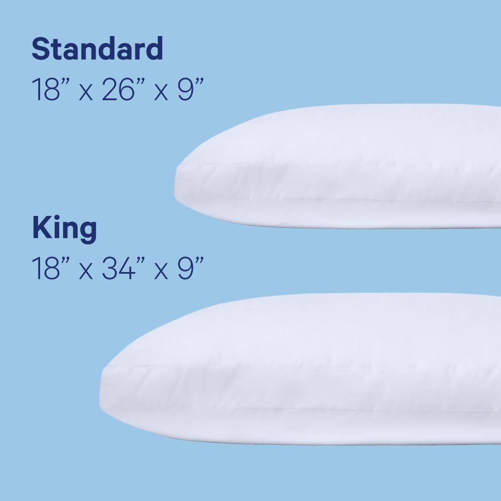 Casper pillow two-pack stacked to show consistent loft and ready sleep setup