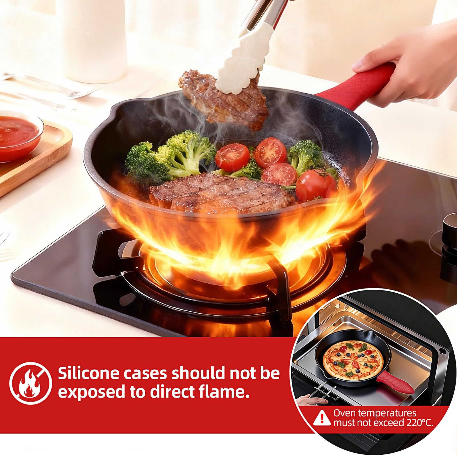 Pour lip and helper handle detail highlighting Cast Iron Skillet easy pouring