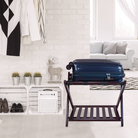 Casual Home luggage rack espresso wood grain finish for durable aesthetic