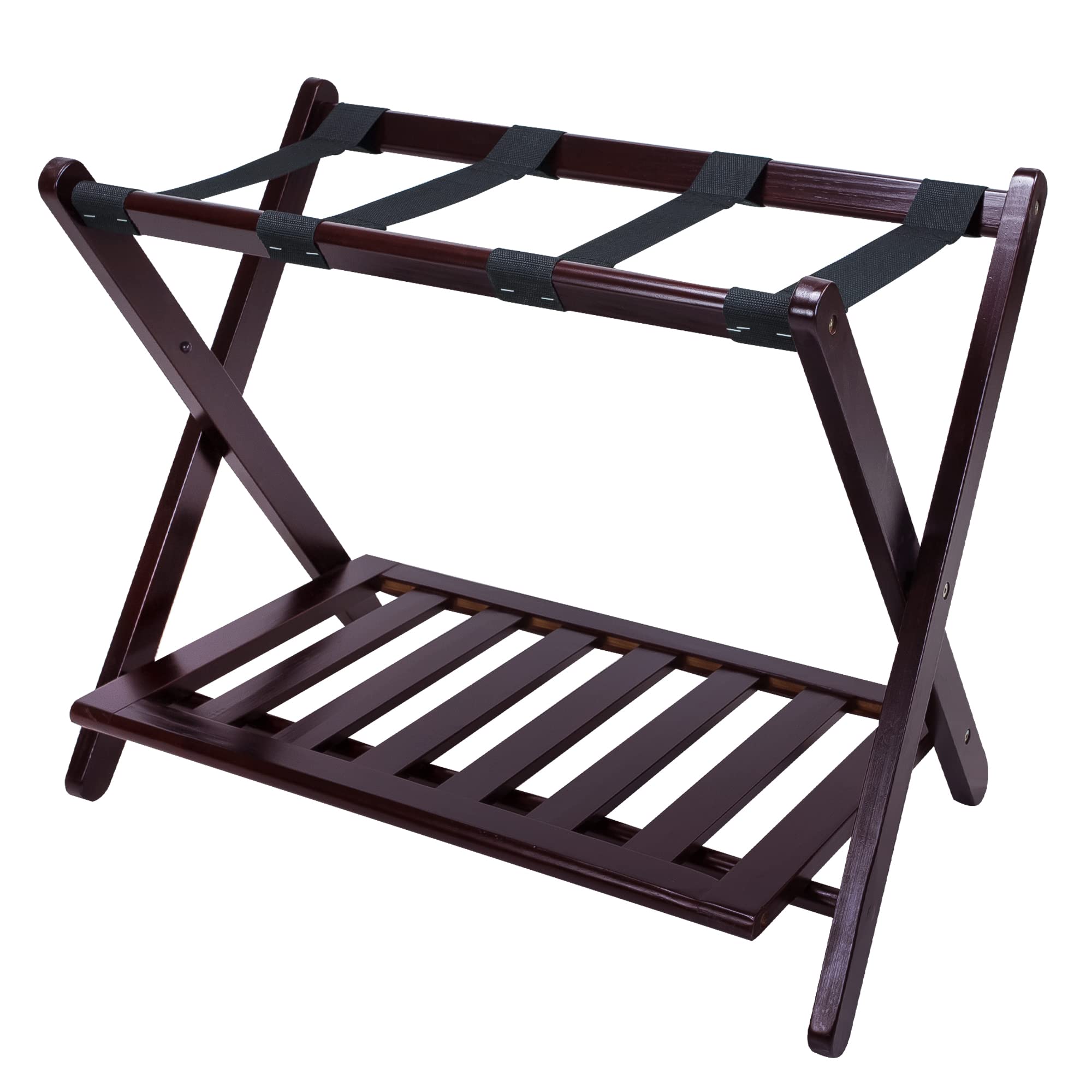 Casual Home luggage rack front view showing stable stand and guest convenience