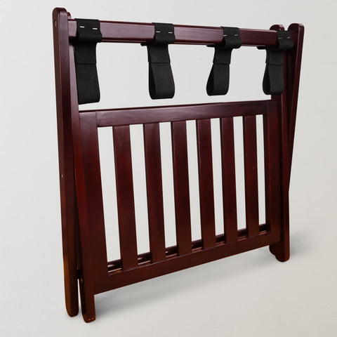 Casual Home luggage rack staged in guest room creating tidy welcome space