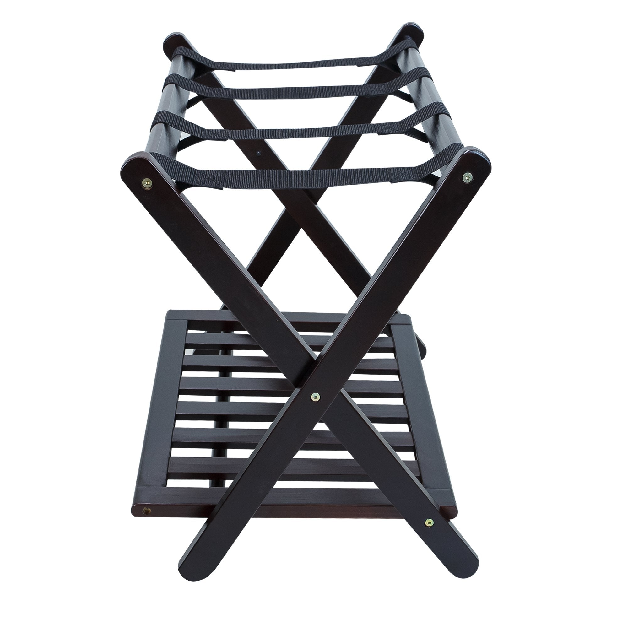 Casual Home luggage rack lower shelf detail displaying extra storage option