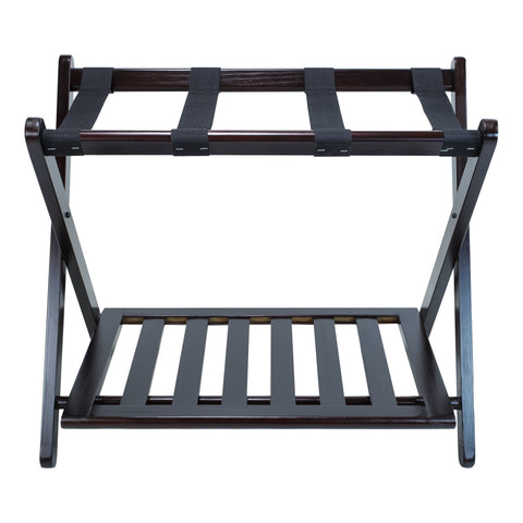 Casual Home luggage rack top platform closeup highlighting reinforced straps benefit