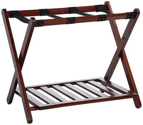 Casual Home walnut front view showing sturdy luggage support and elegant finish