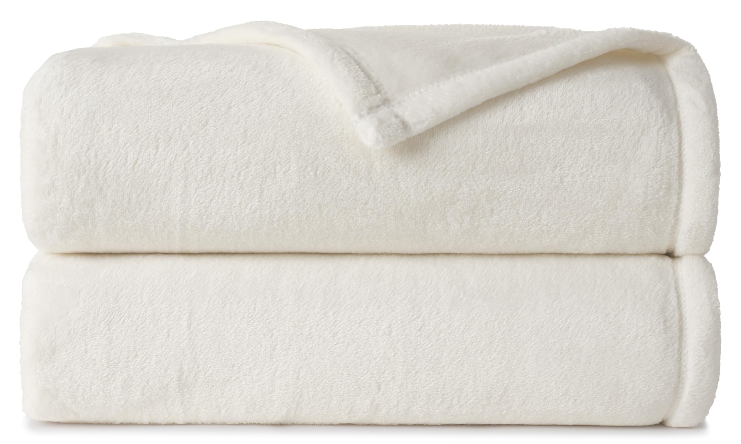 CASUAL LIVING front view of ivory fleece blanket showing full coverage
