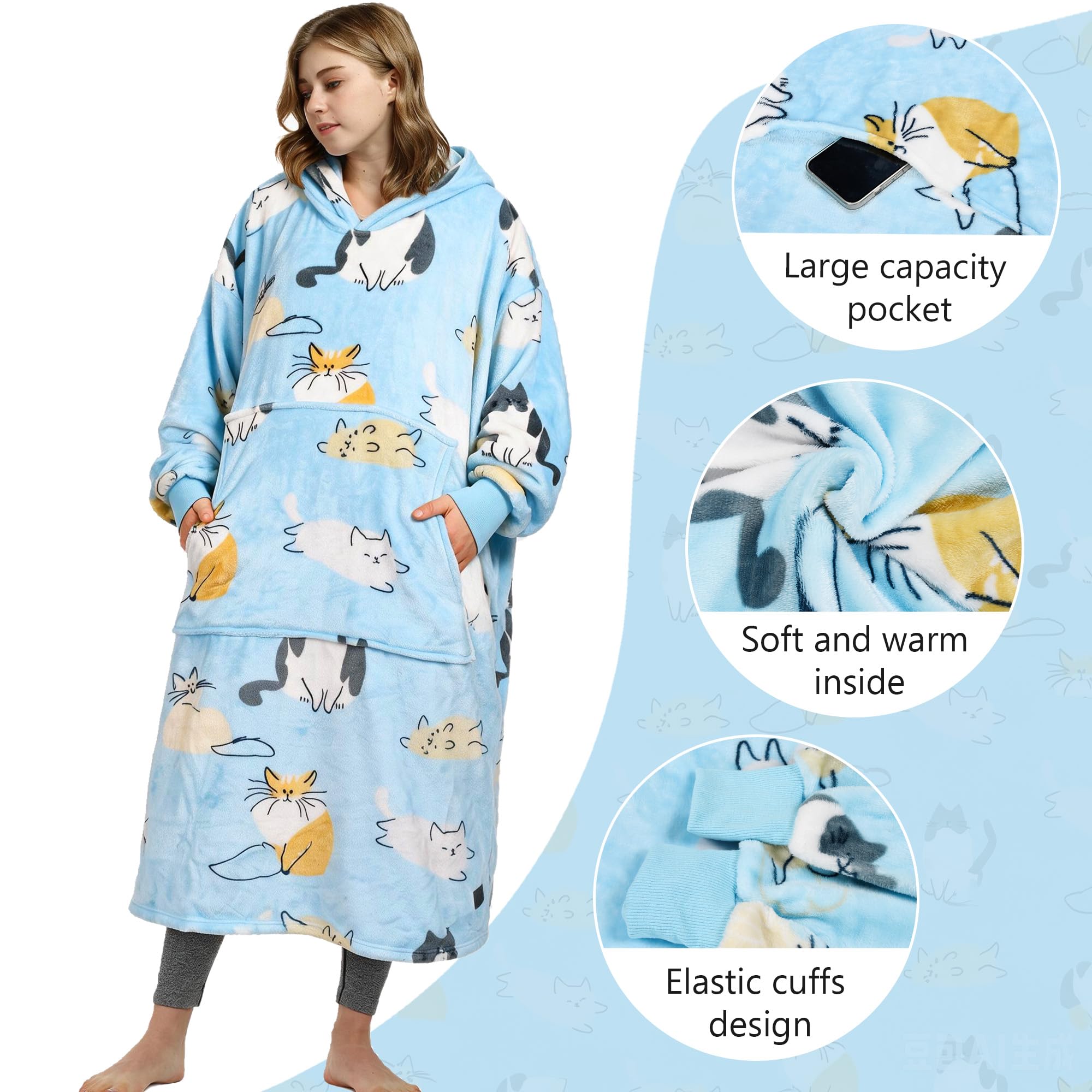 Catalonia back view full length wearable blanket demonstrating extended coverage