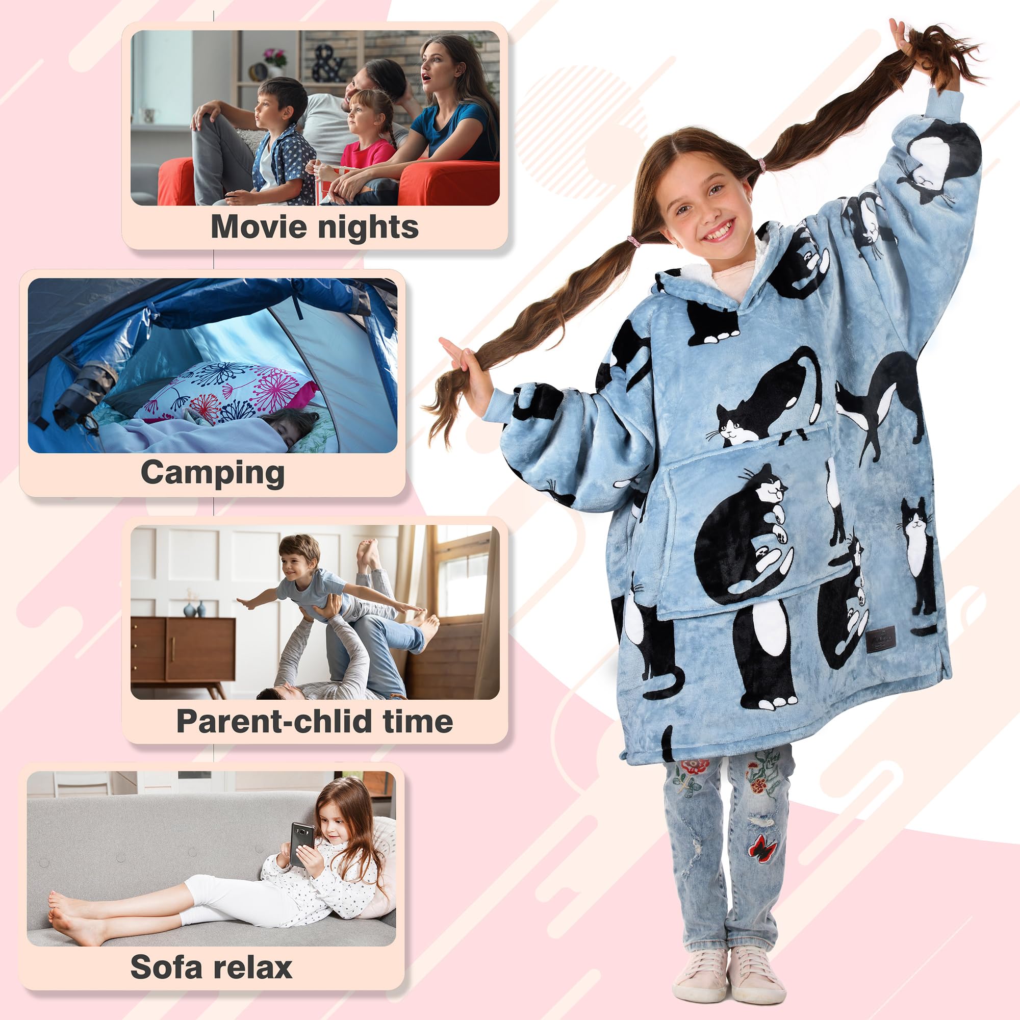 Catalonia cat hoodie beside ruler showing size fit for youth