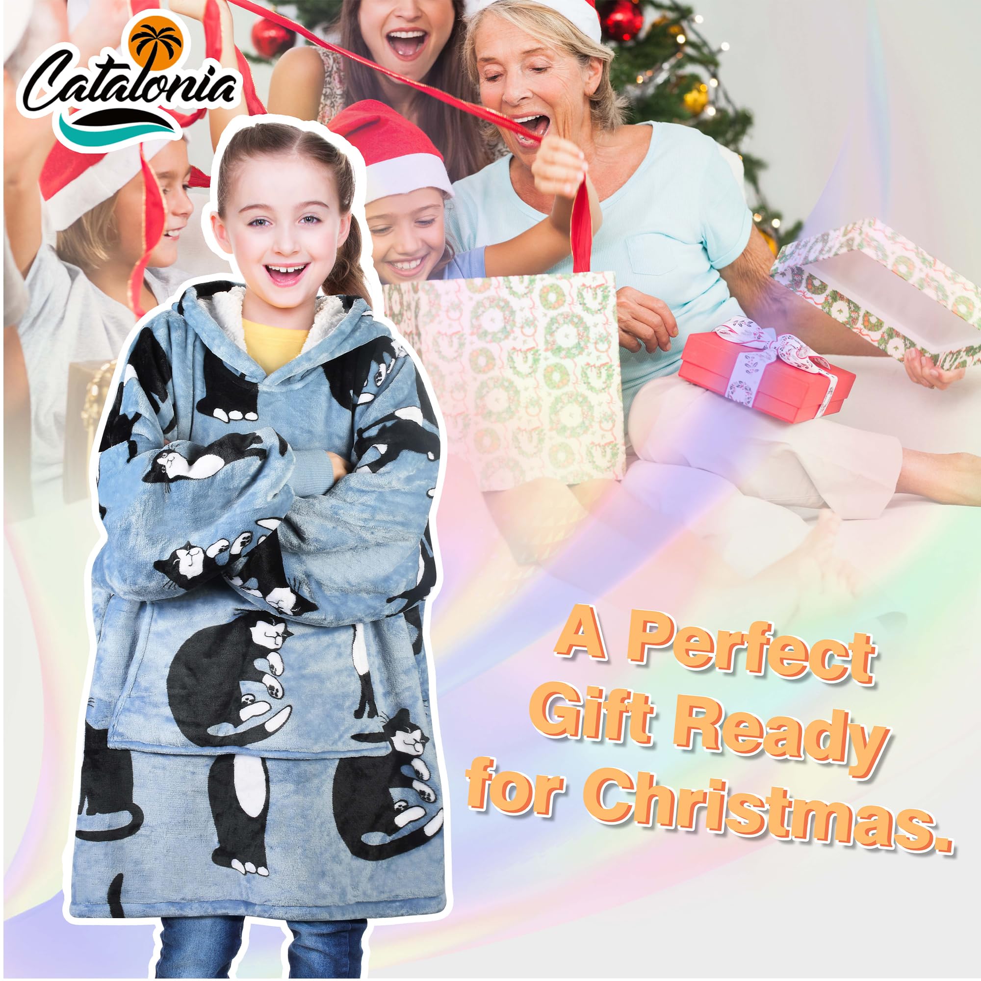 Child wearing Catalonia cat hoodie outside for cozy outdoor comfort