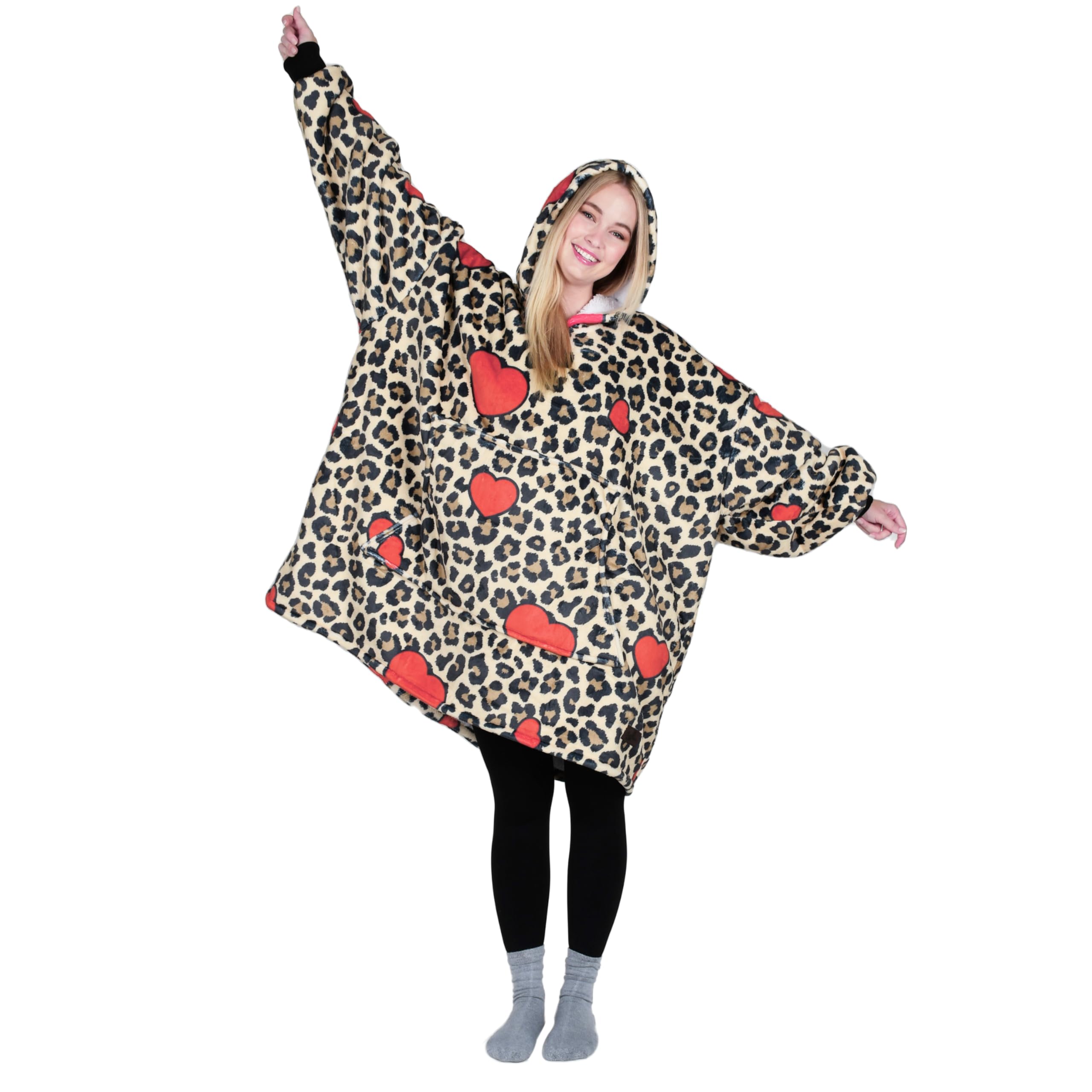 Catalonia front view of oversized hoodie blanket showing roomy fit and coverage