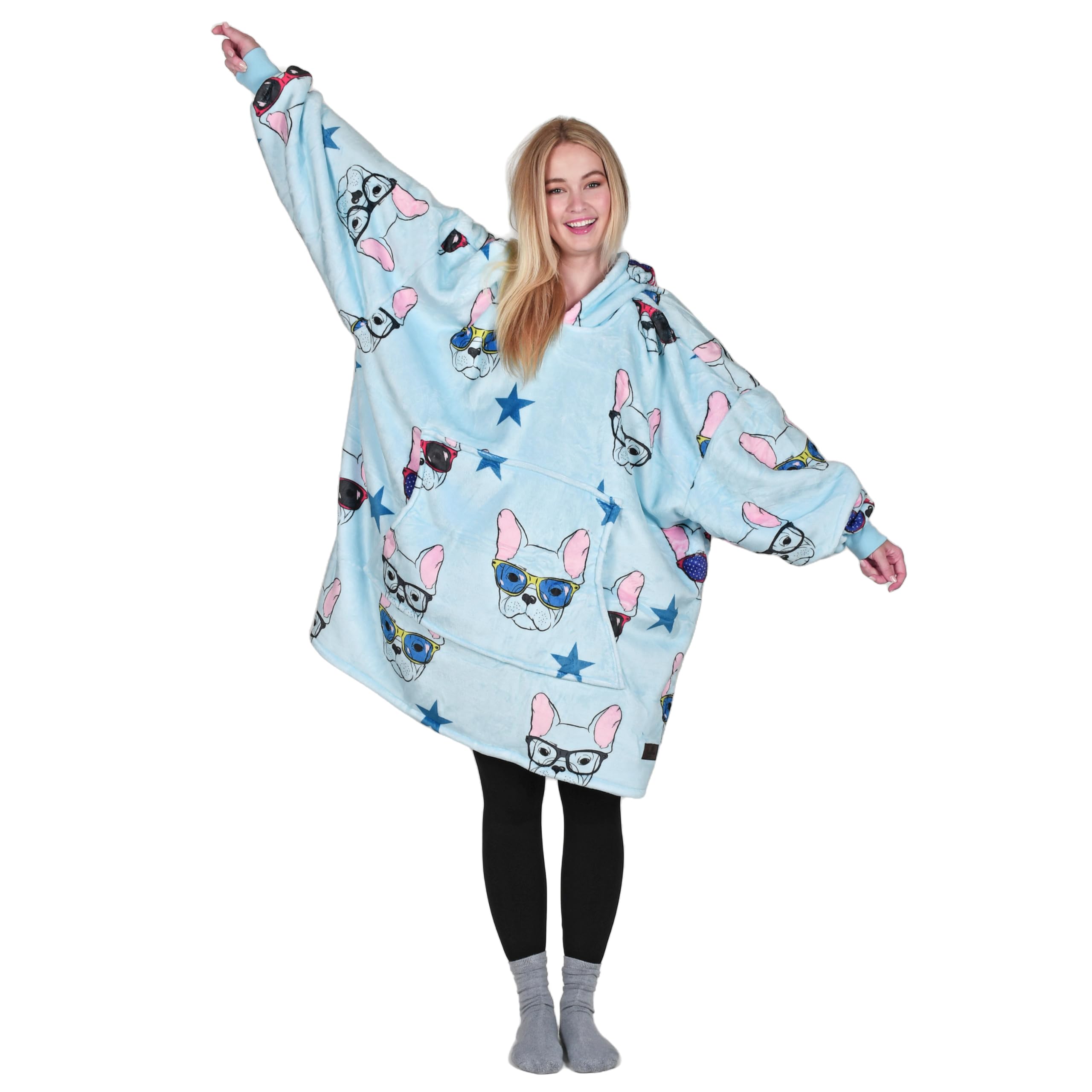 Catalonia front view wearable hoodie blanket showing full coverage and comfort