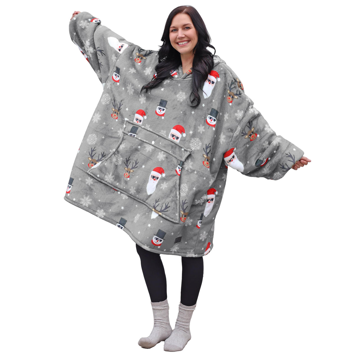 Catalonia front view showing oversized hoodie blanket and roomy fit for lounging