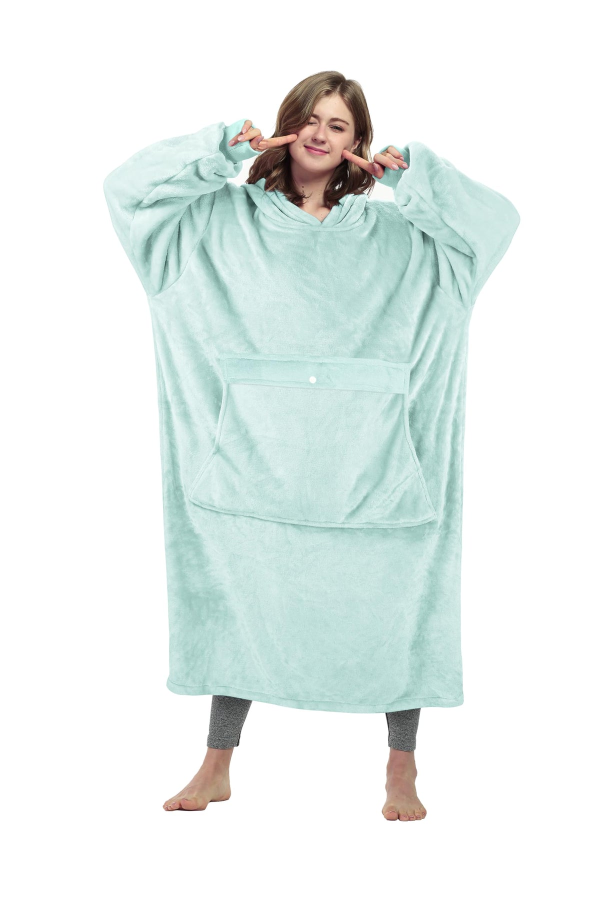 Catalonia front view hoodie showing oversized fit and warmth benefit