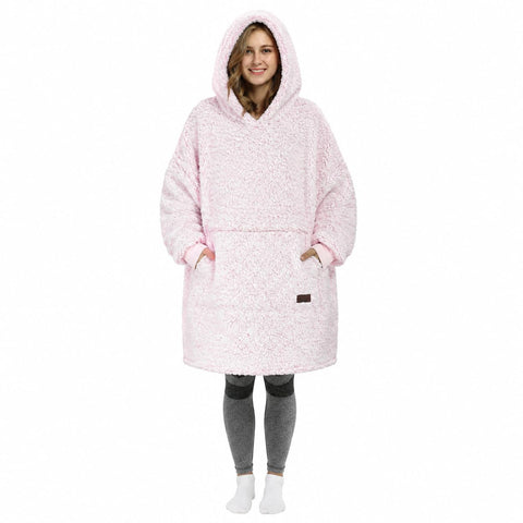 Catalonia oversized blanket hoodie front view showing roomy fit and hood for warmth