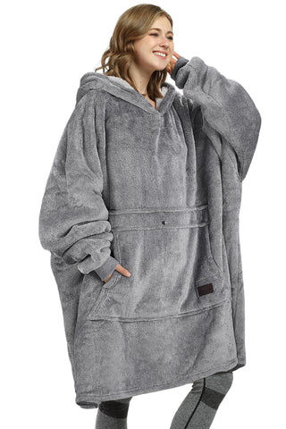 Catalonia front view wearable hoodie showing full coverage and cozy fit