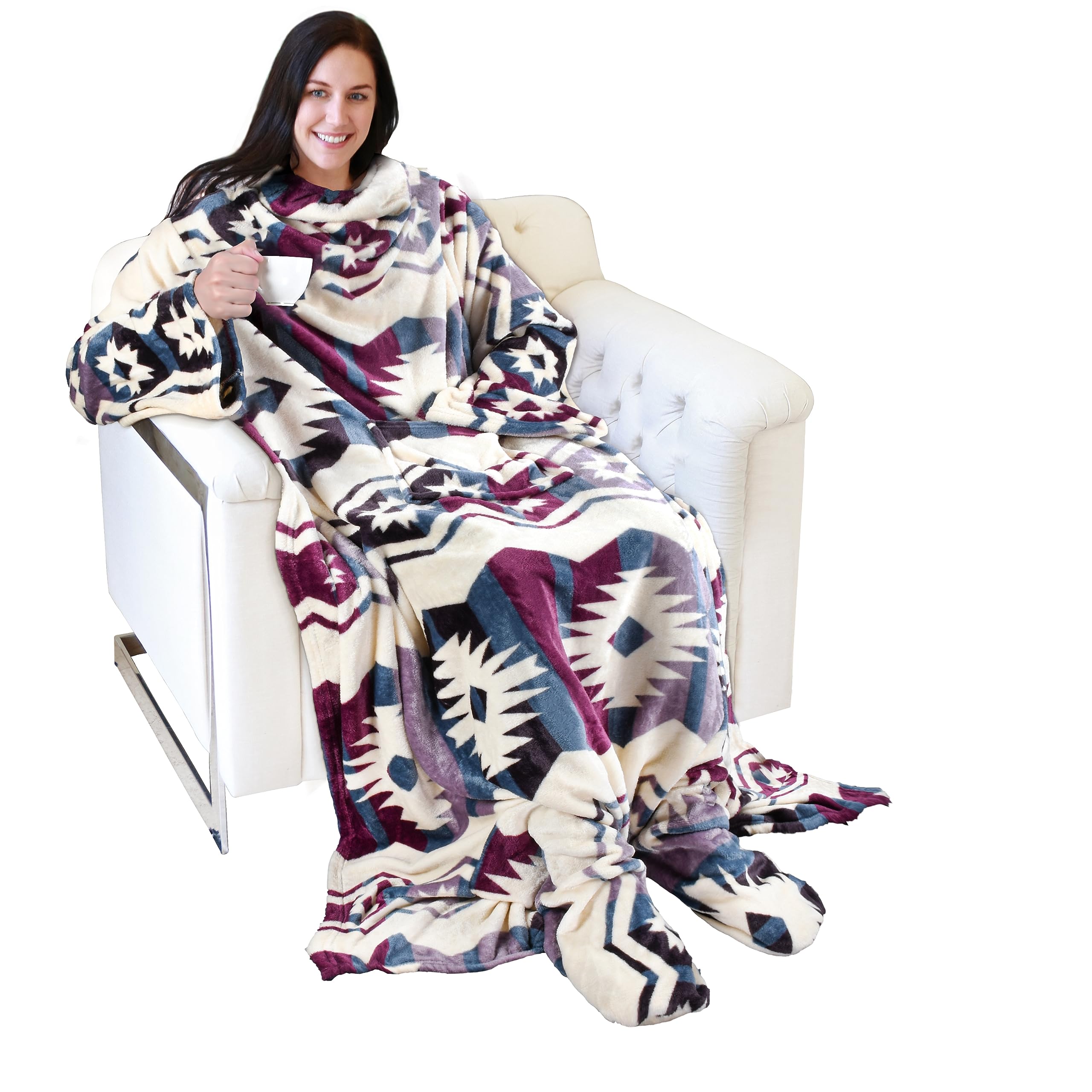 Catalonia wearable blanket front view showing full coverage and comfort