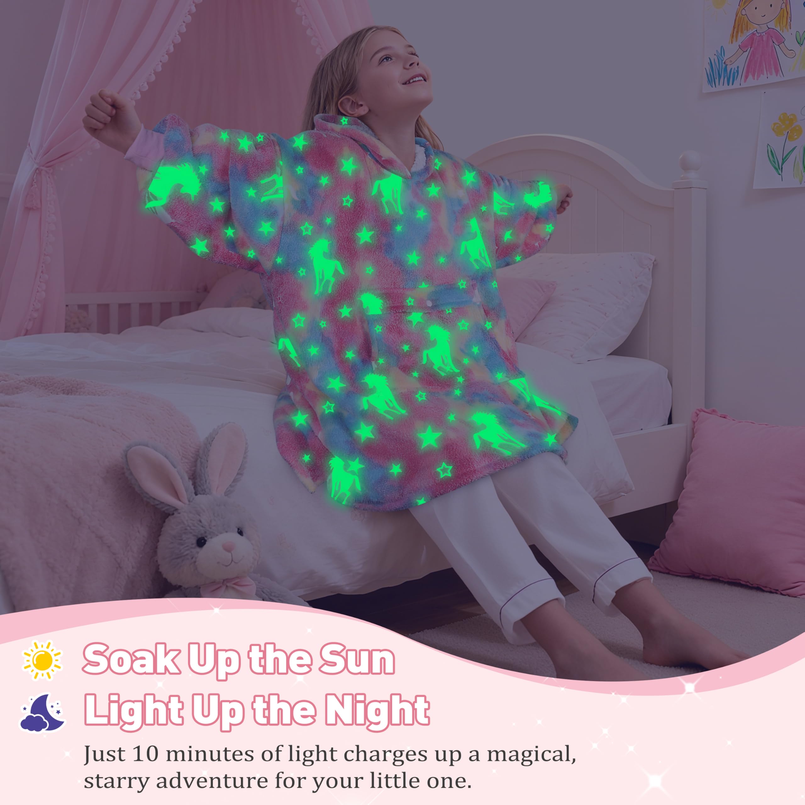 Catalonia glow-in-the-dark unicorn detail illuminating stars for nighttime fun