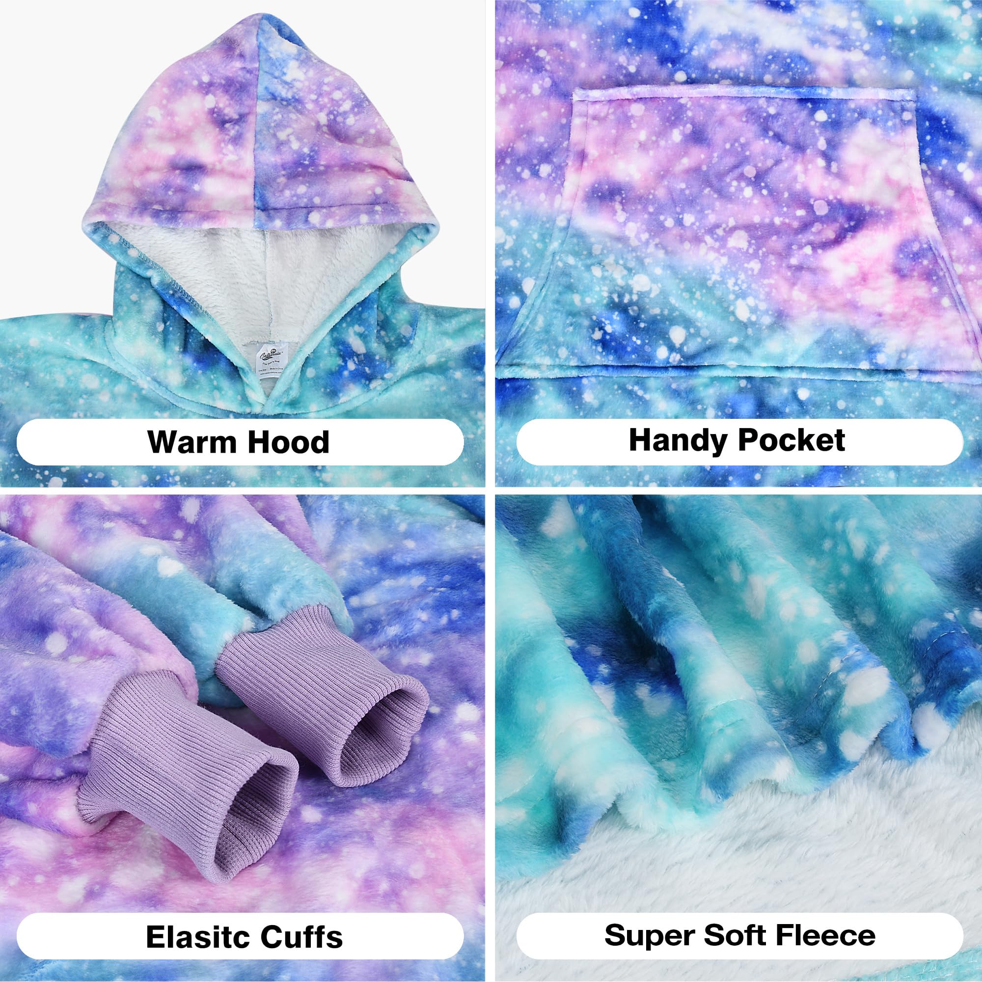 Catalonia child wearing hoodie blanket outdoors showing comfortable active use