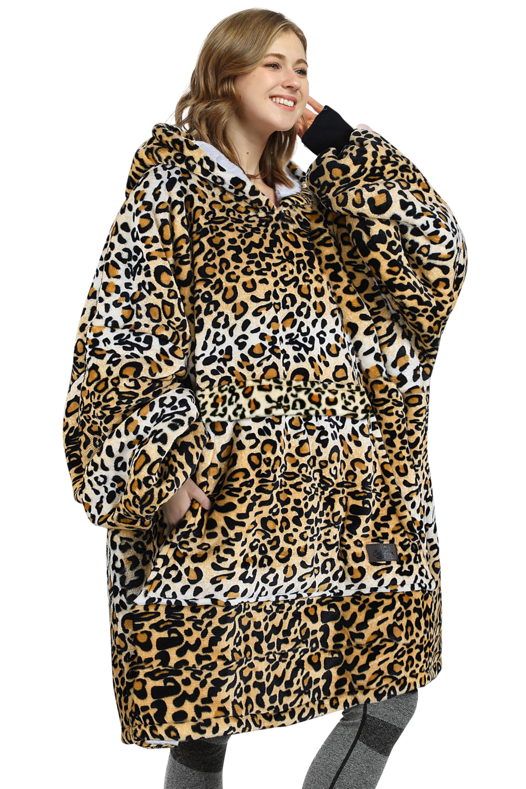 Catalonia oversized Sherpa hoodie blanket front view showing full coverage and cozy hood