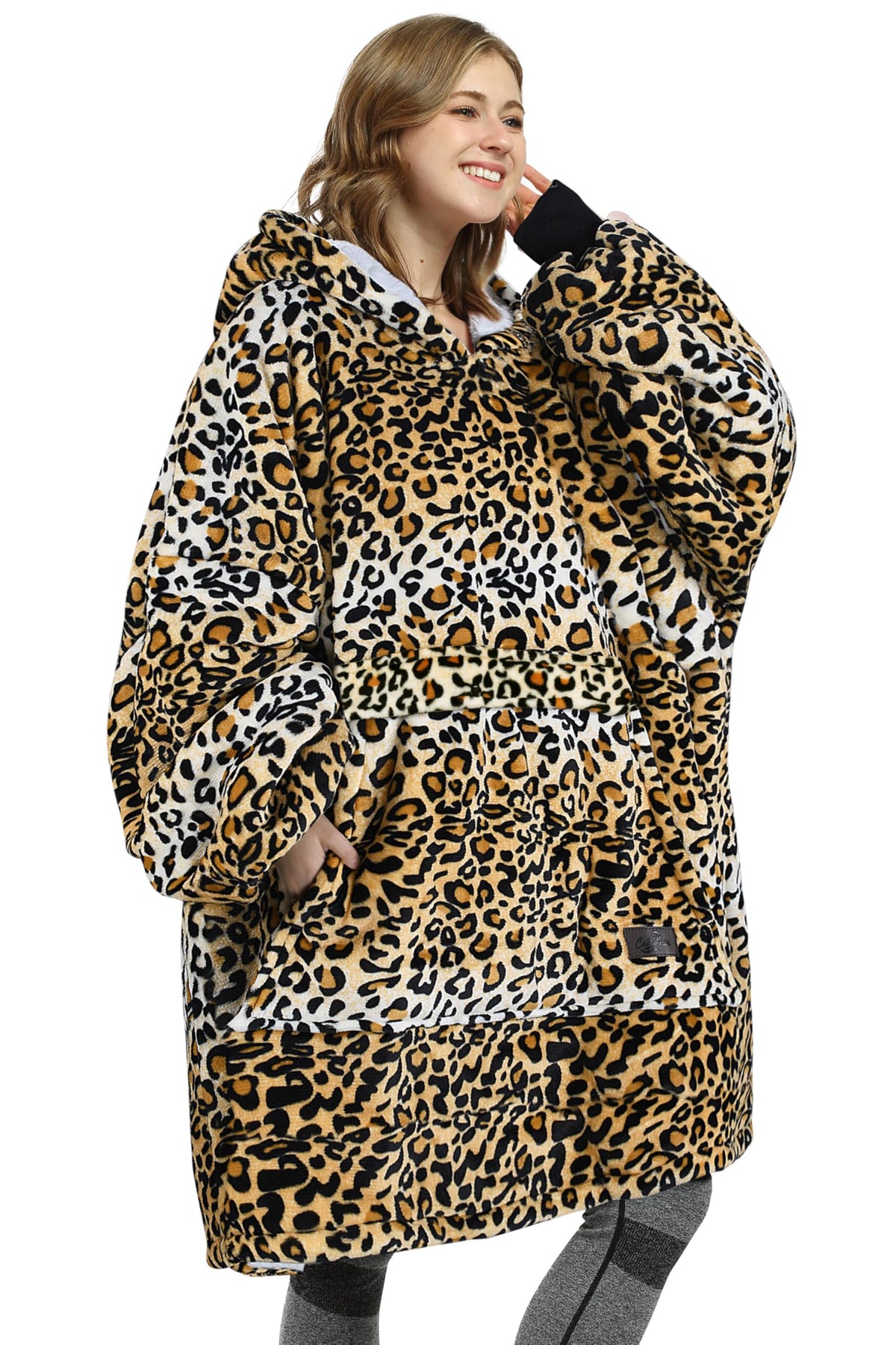 Catalonia oversized Sherpa hoodie blanket front view showing full coverage and cozy hood