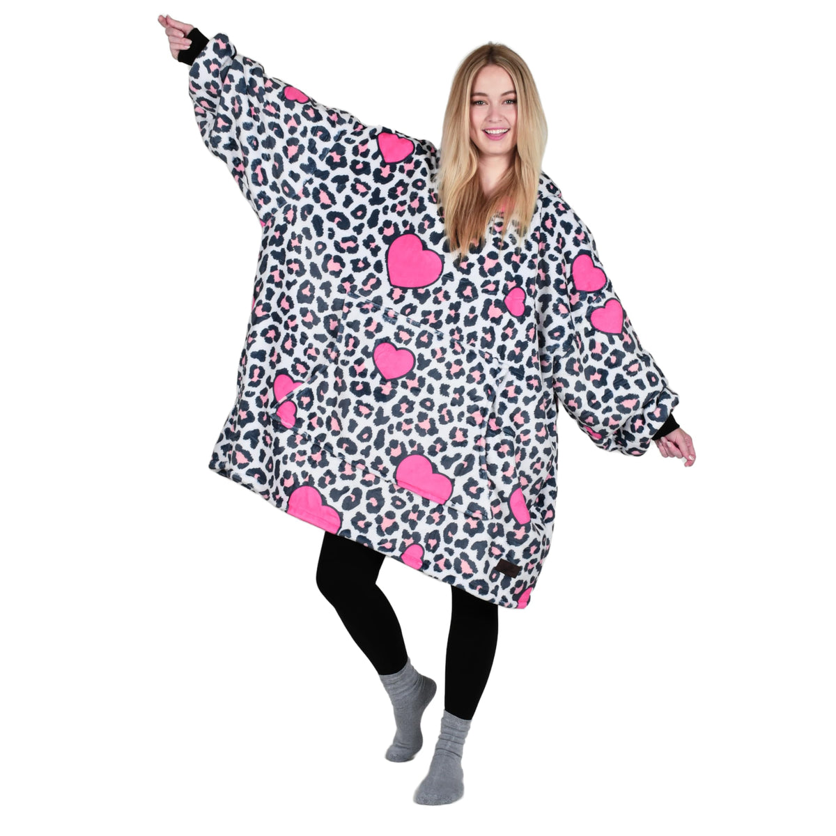 Catalonia oversized hoodie front view showing roomy fit and cozy hood benefit