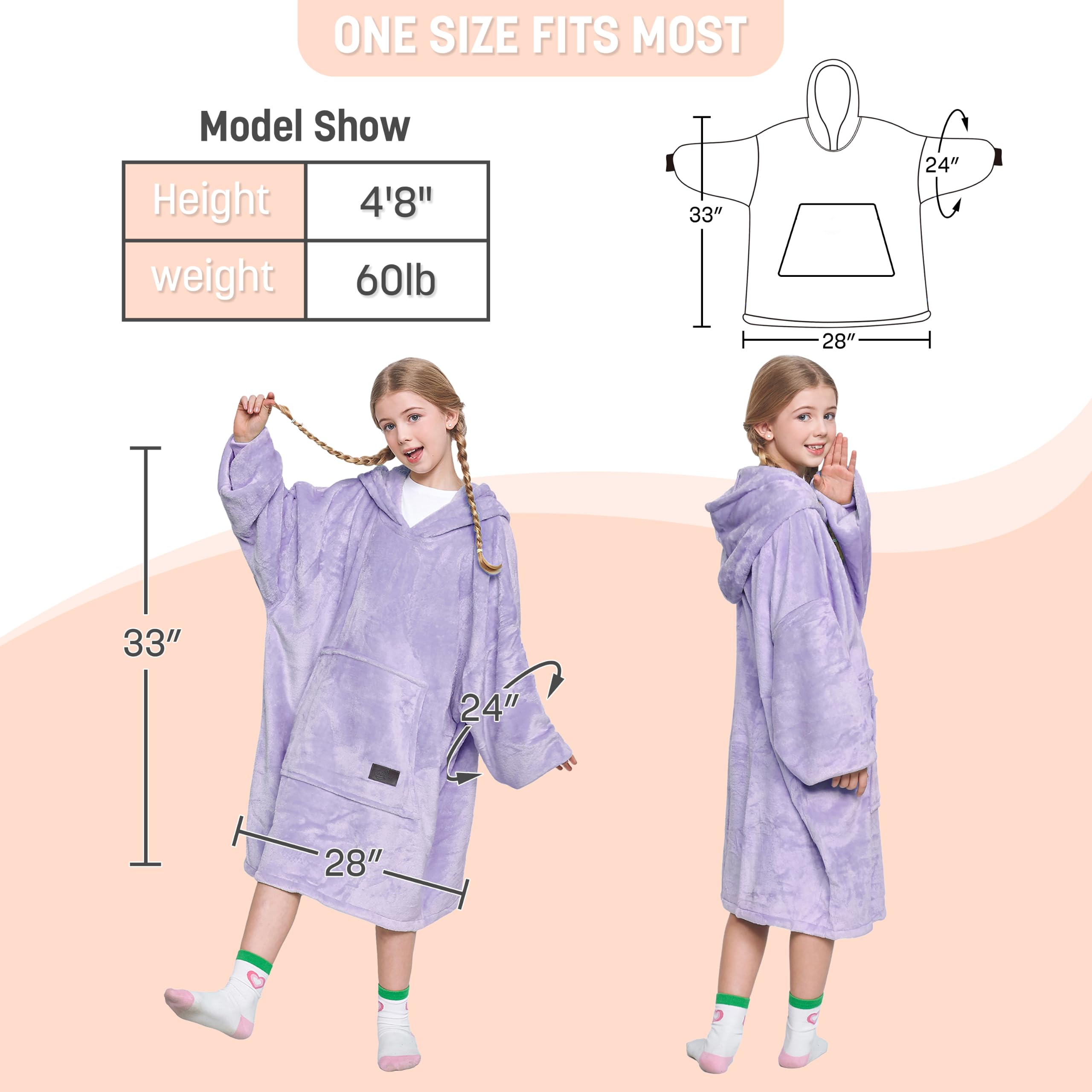 Catalonia hoodie blanket next to ruler showing oversized dimensions and coverage
