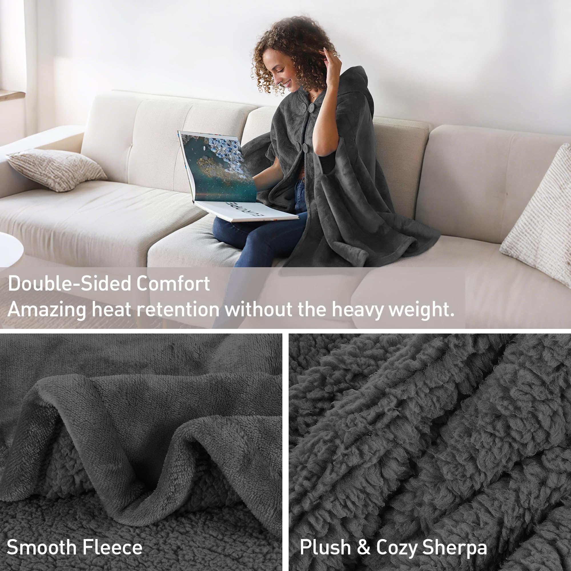 Catalonia poncho worn outdoors showing easy layering and mobility