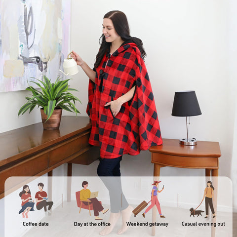 Catalonia poncho pocket closeup showing roomy storage for essentials