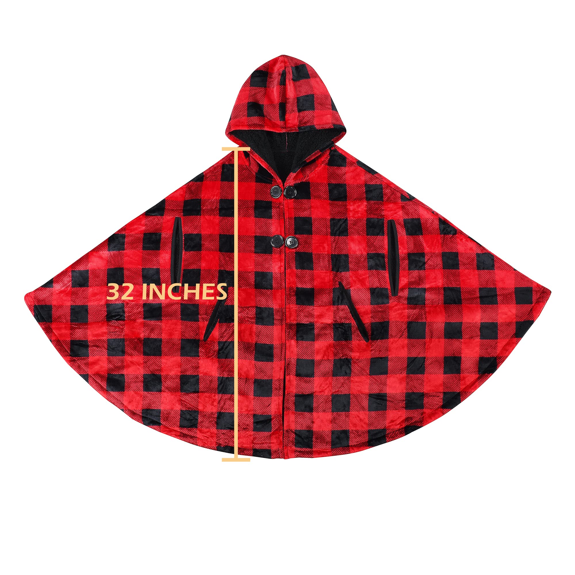 Catalonia poncho size comparison with model showing one-size fit benefit