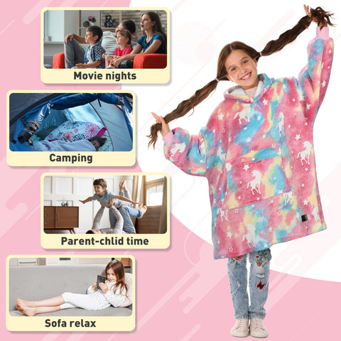 Catalonia size comparison with seated child showing oversized relaxed fit