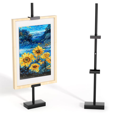 Cathyeen front view of black easel showing sleek modern profile and stability