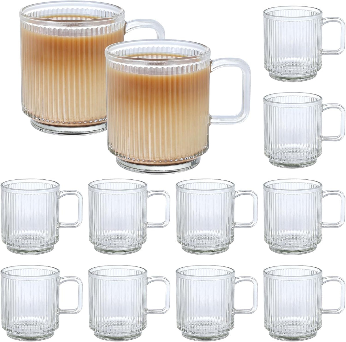 Catsayer front packaging showing all 12 clear glass mugs and value set