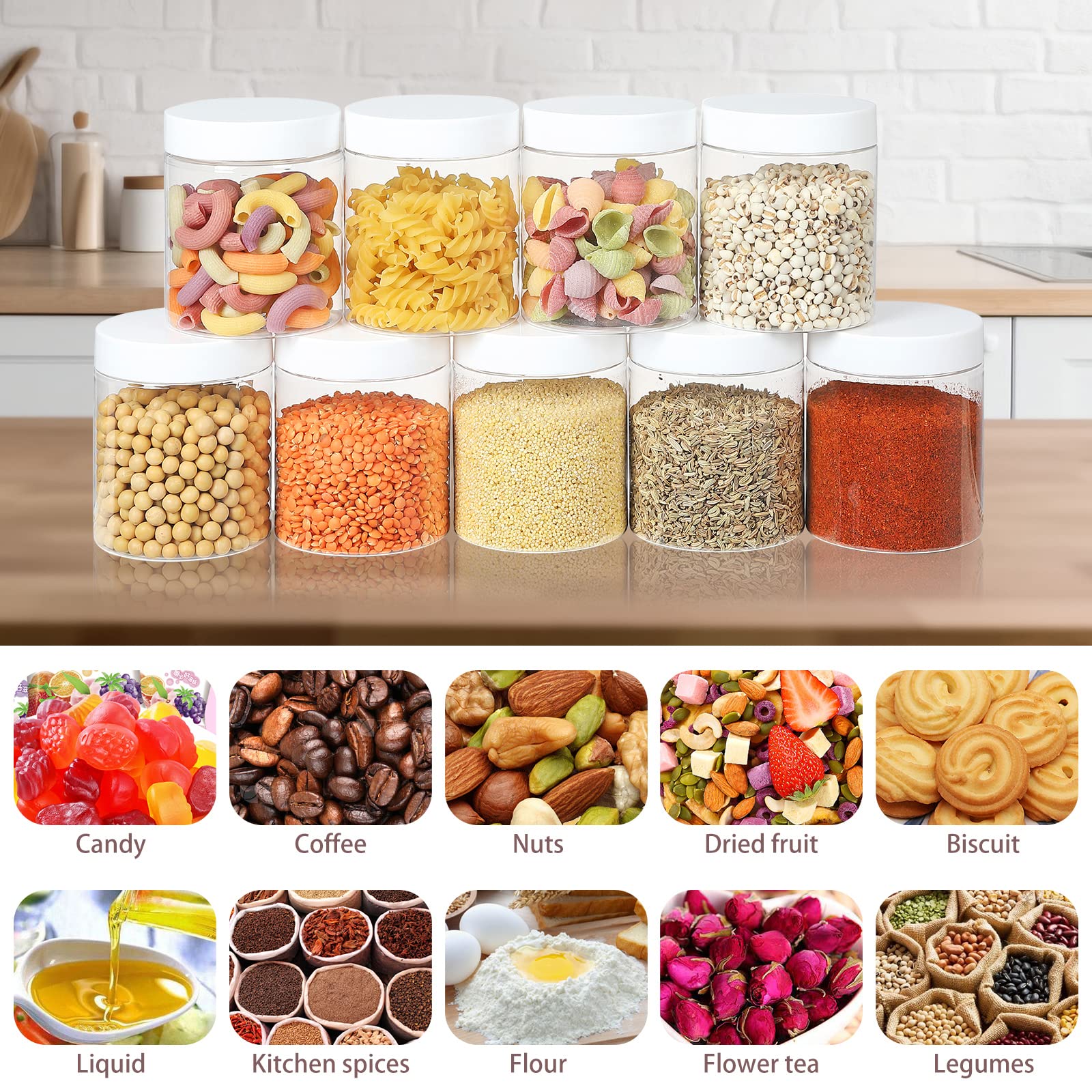 Catsayer jars arranged in kitchen shelf to illustrate space-saving organization benefit