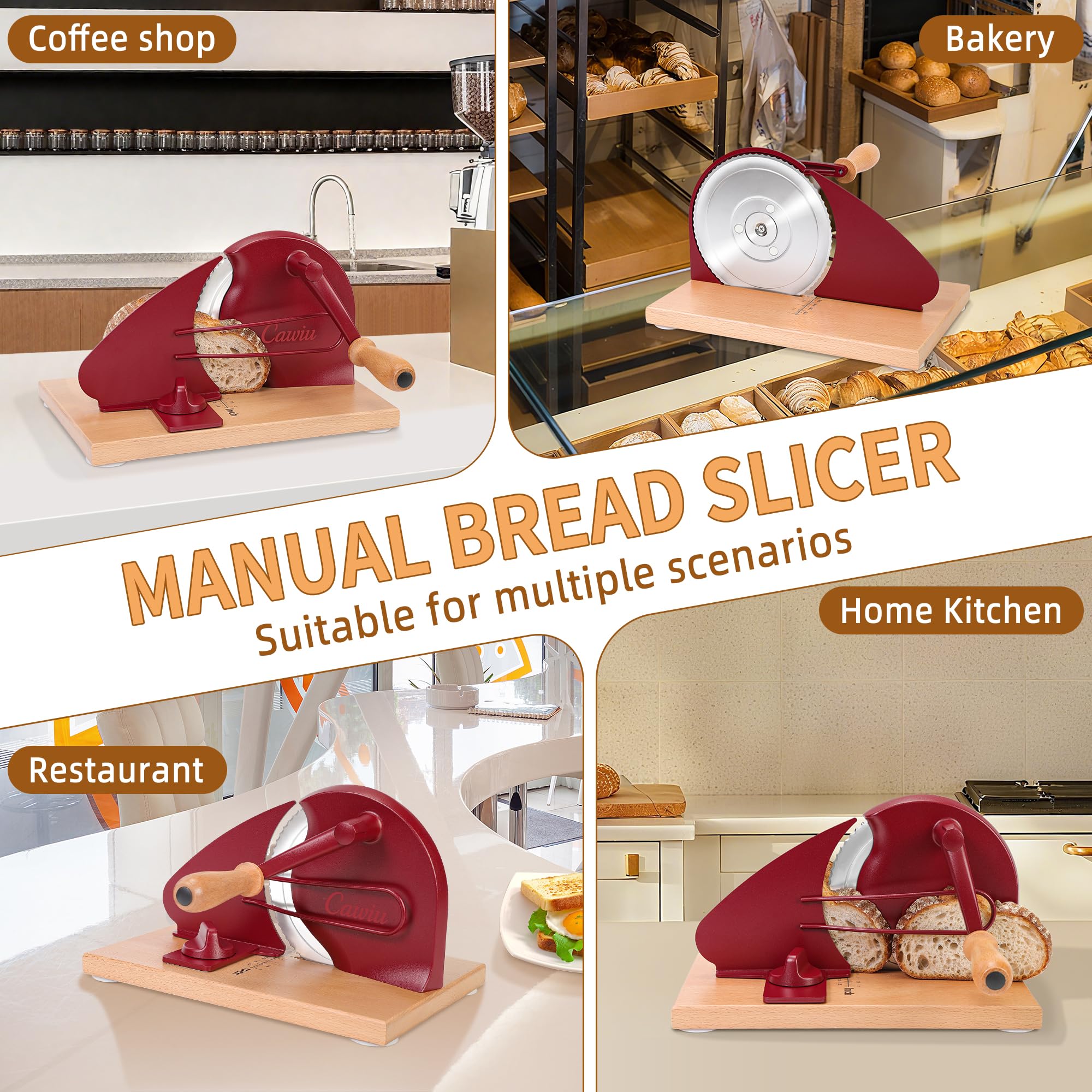 CAWIU size comparison with cut loaves showing slice thickness range and scale