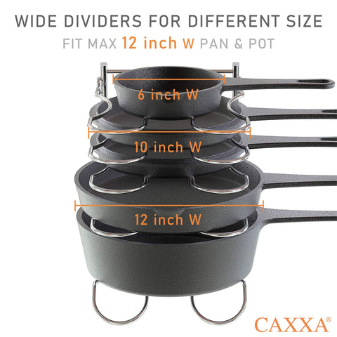 CAXXA top view with pans and lids stored upright for efficient use