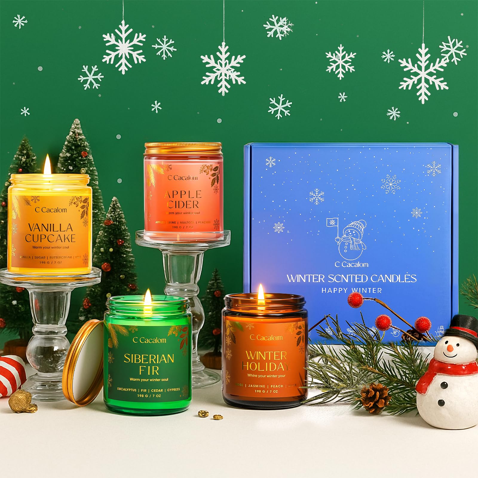 C CACALOM candles styled in cozy living room demonstrating ambient mood-setting