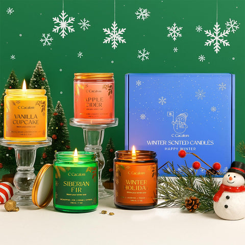 C CACALOM candles styled in cozy living room demonstrating ambient mood-setting