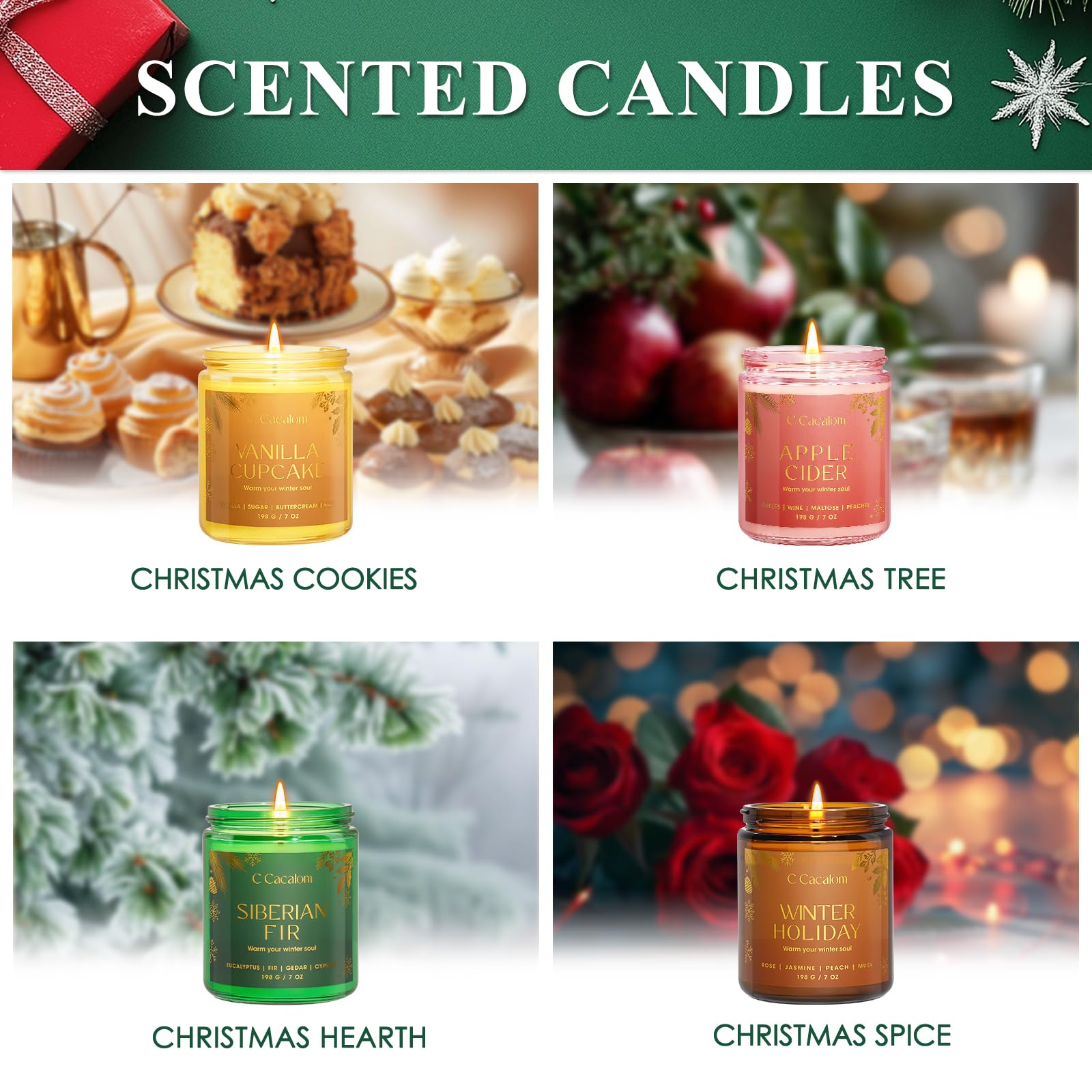 C CACALOM vanilla candle close-up texture highlighting smooth soy wax finish