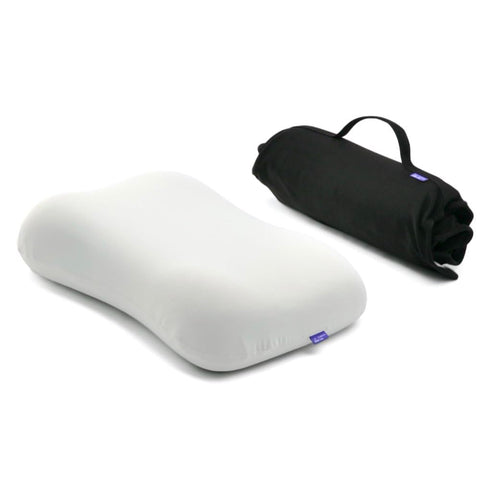 C CUSHION LAB travel pillow front view shows compact support and comfort