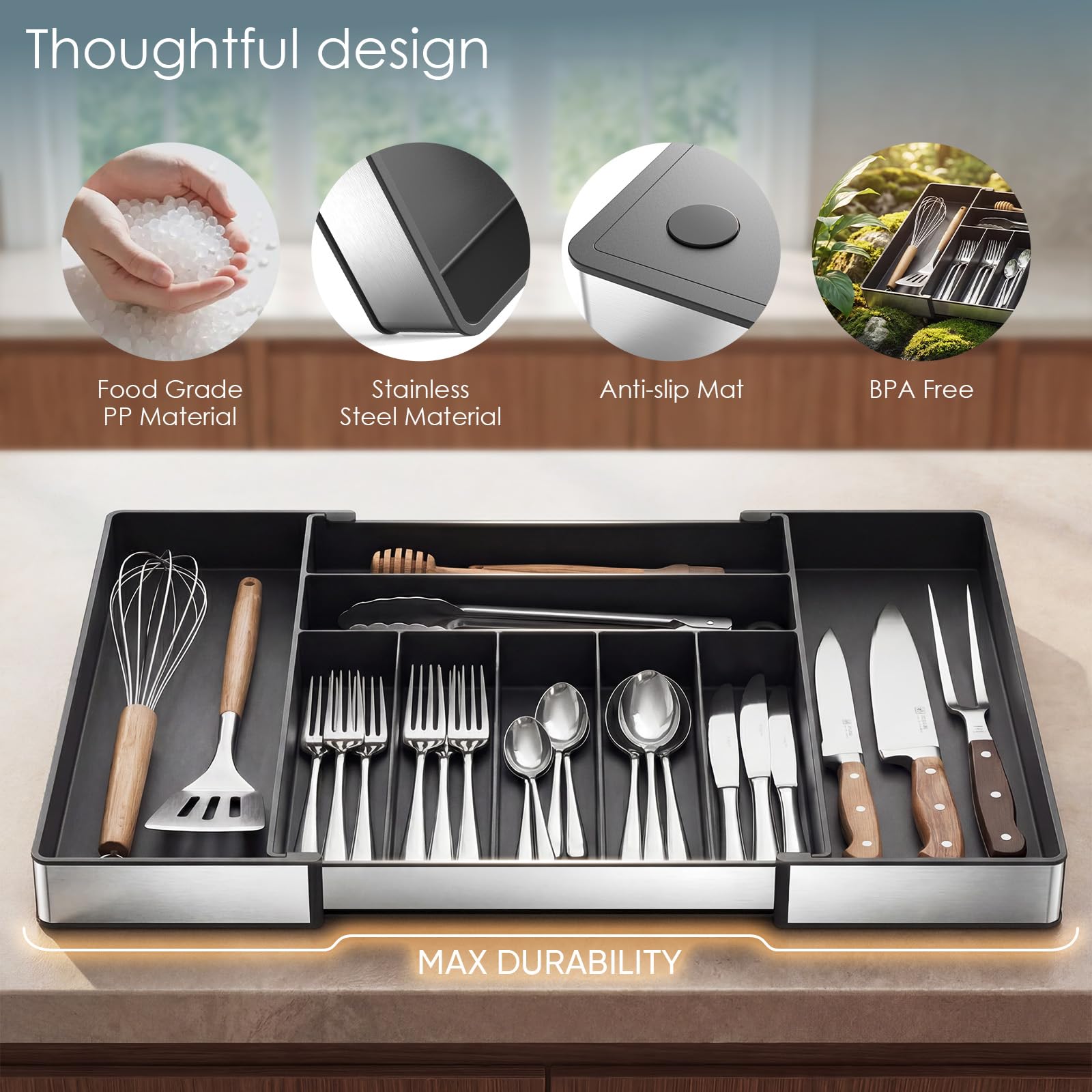 CCWOFF stainless steel frame close-up highlights durability benefit
