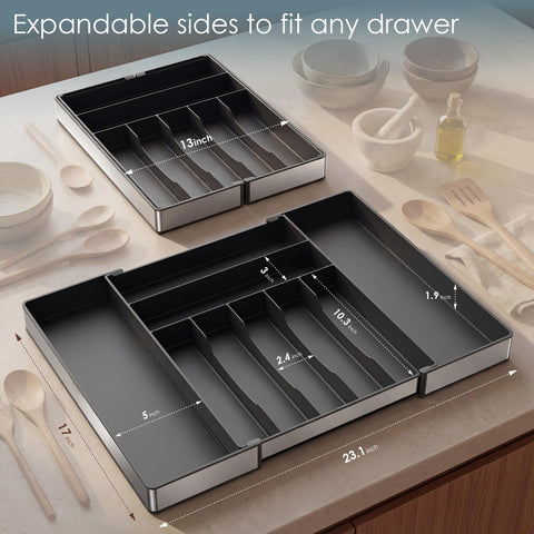CCWOFF utensils arranged top view shows easy retrieval benefit