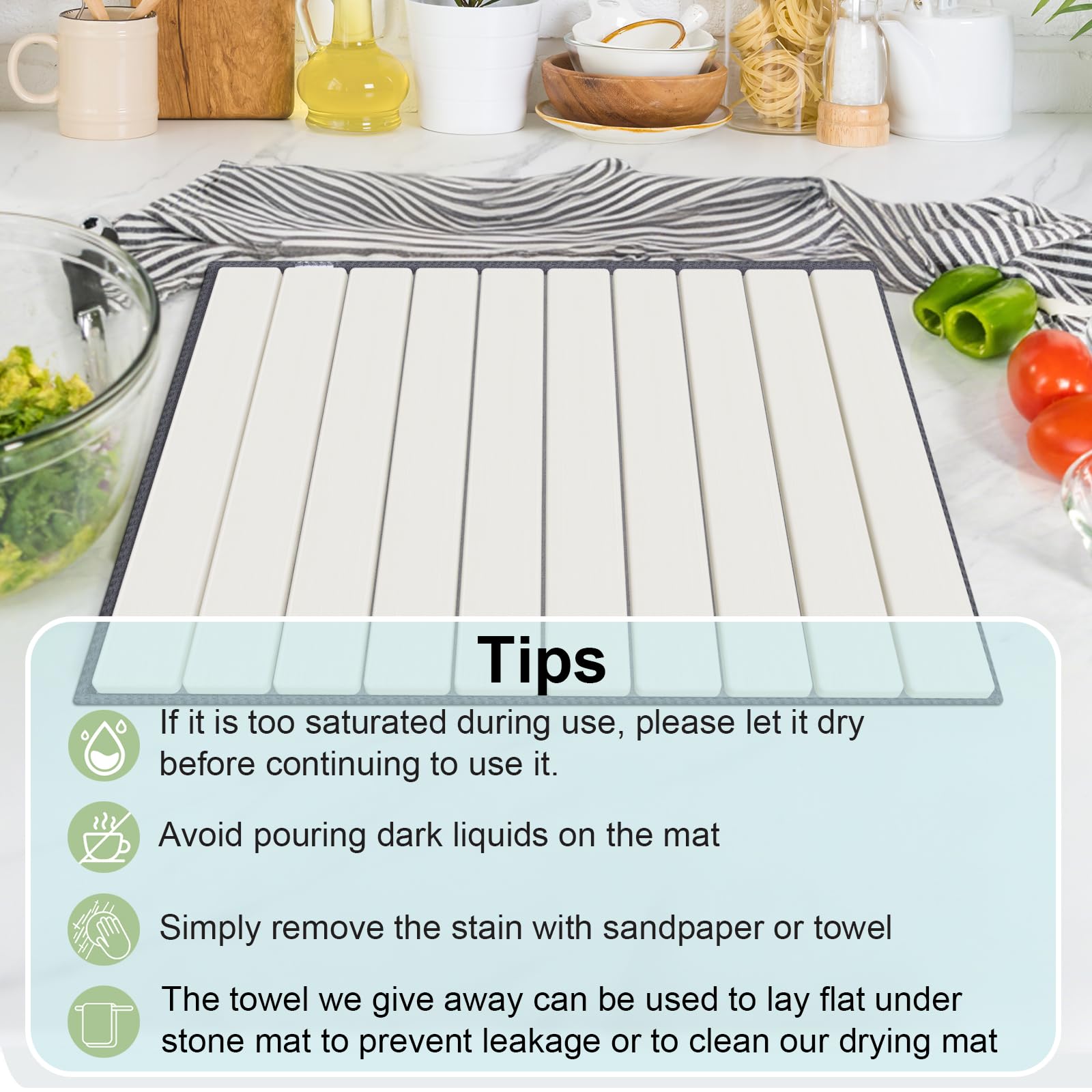 Cecnamt mat in kitchen lifestyle scene demonstrating versatile use benefit