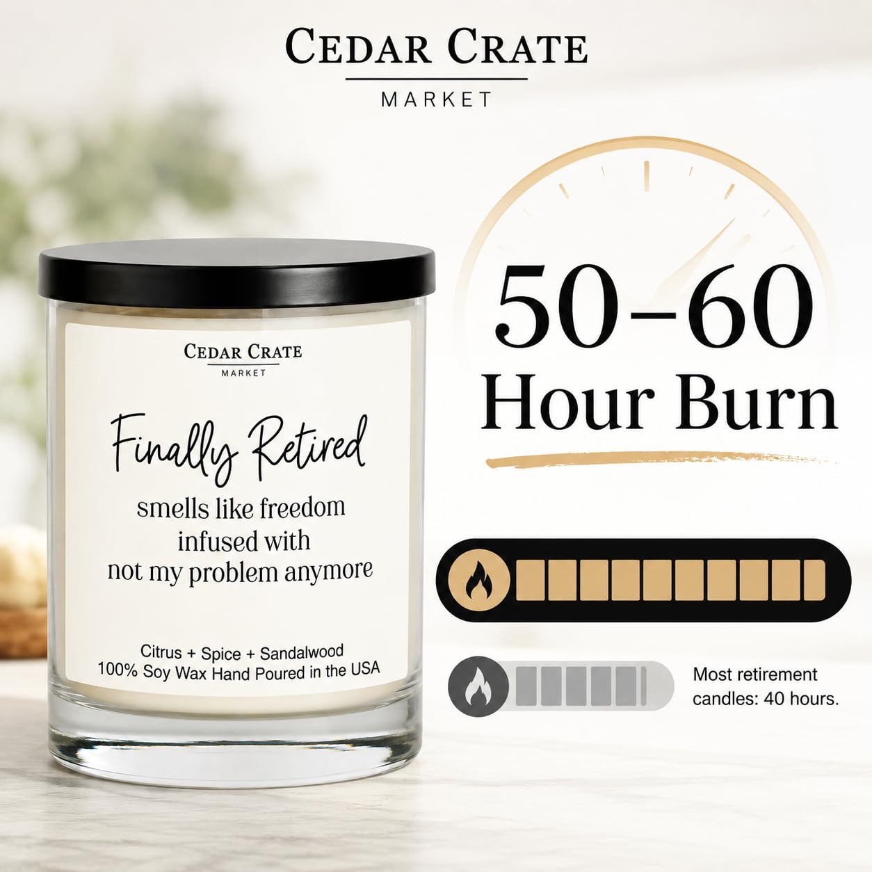 CEDAR CRATE MARKET candle burning in a living room setting creating a calming atmosphere