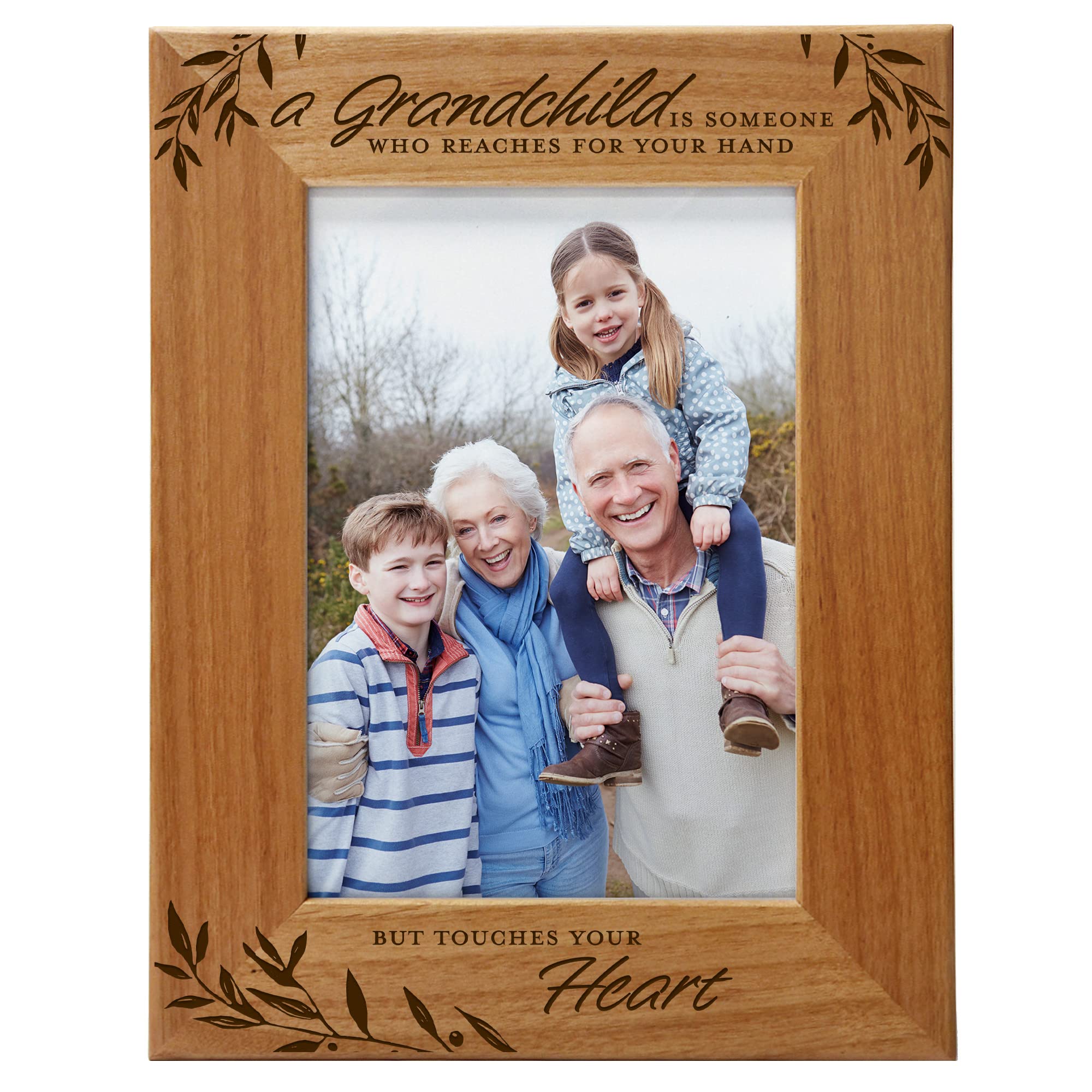 CEDAR CRATE MARKET engraved wood frame front view showing text and glass, highlights heartfelt gift