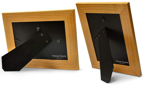 CEDAR CRATE MARKET frame on a mantel with 5x7 photo in use, demonstrates display and emotional value