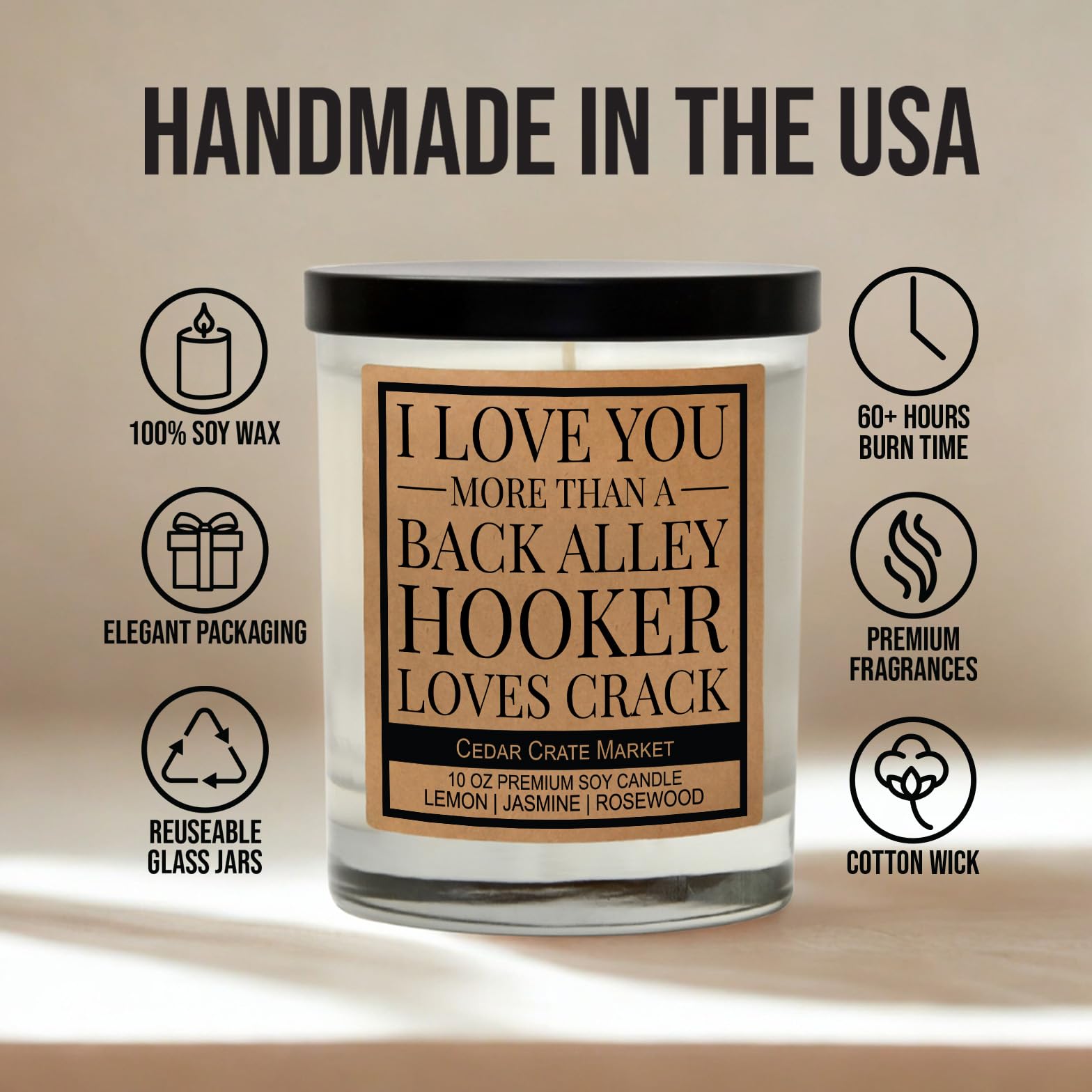 CEDAR CRATE MARKET soy wax texture close-up highlighting clean burn and smooth surface